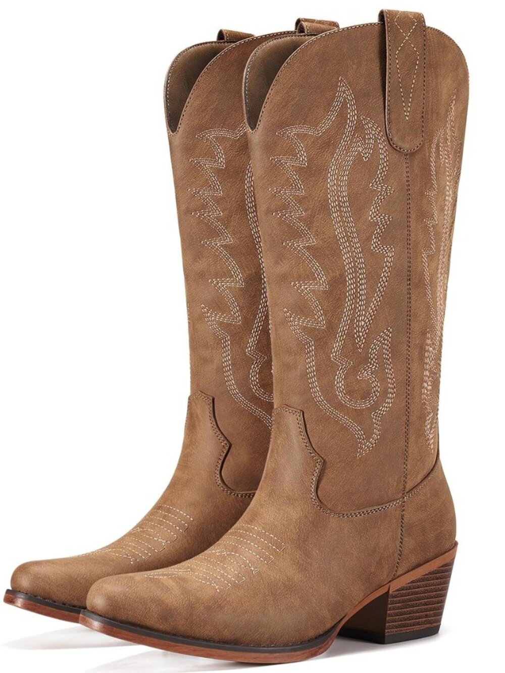 Cowboy Boots for Women Western Cowgirl Boots Mid Calf Chunky Heel